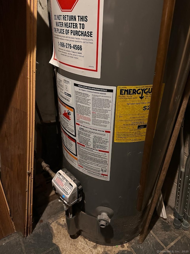 utility room with gas water heater