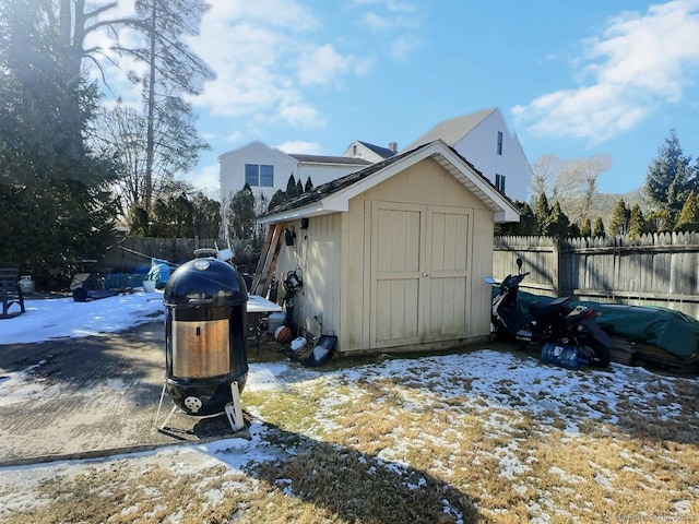 view of snow covered structure