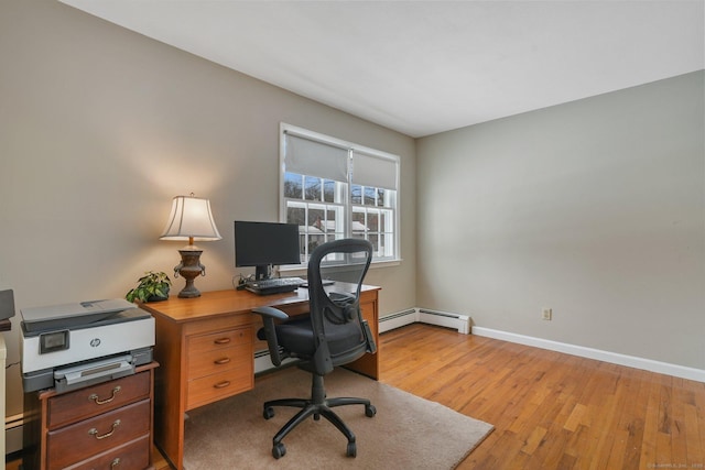 home office featuring light hardwood / wood-style flooring