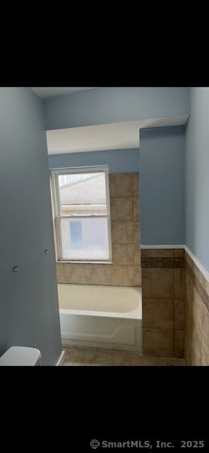 bathroom with toilet and a bathing tub