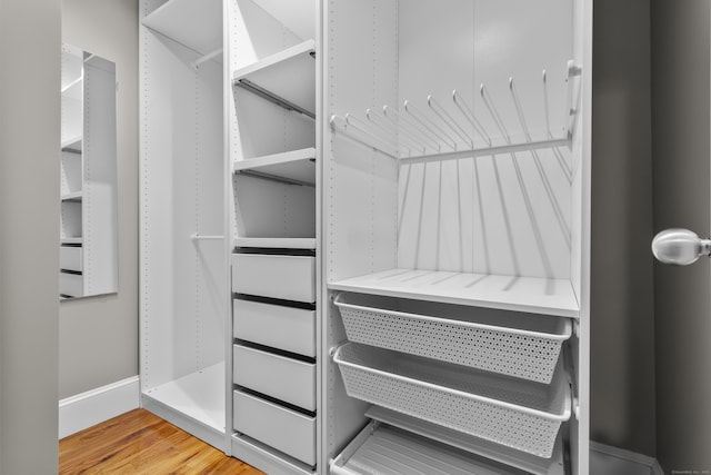 walk in closet featuring wood-type flooring