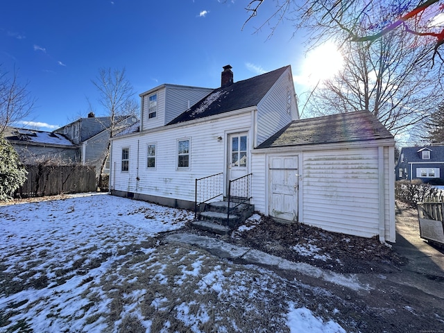 view of snow covered property