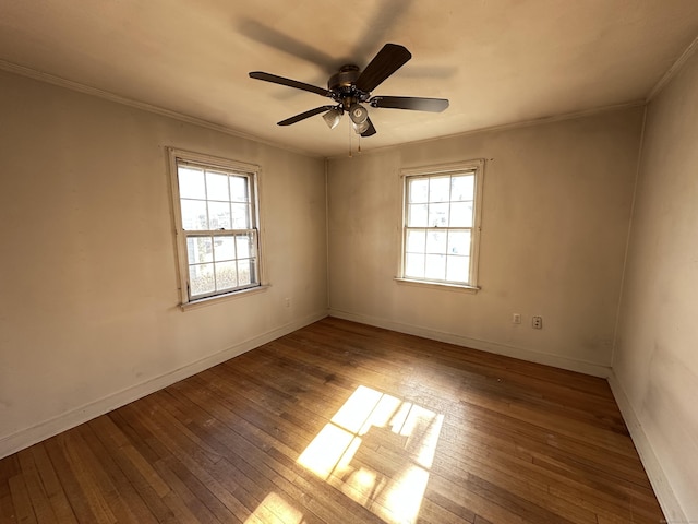 empty room with crown molding, light hardwood / wood-style flooring, and plenty of natural light