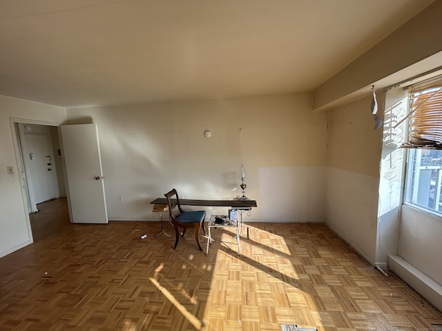 interior space featuring light parquet floors