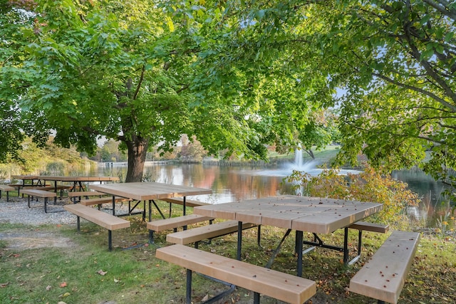 view of community featuring a water view