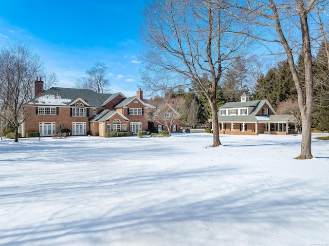 shingle-style home with a chimney