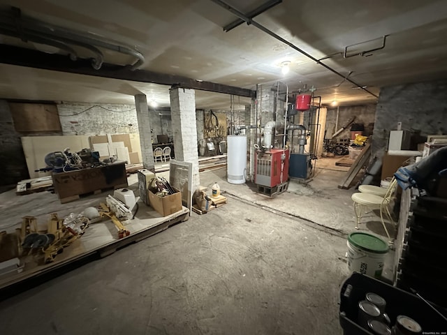 basement with water heater