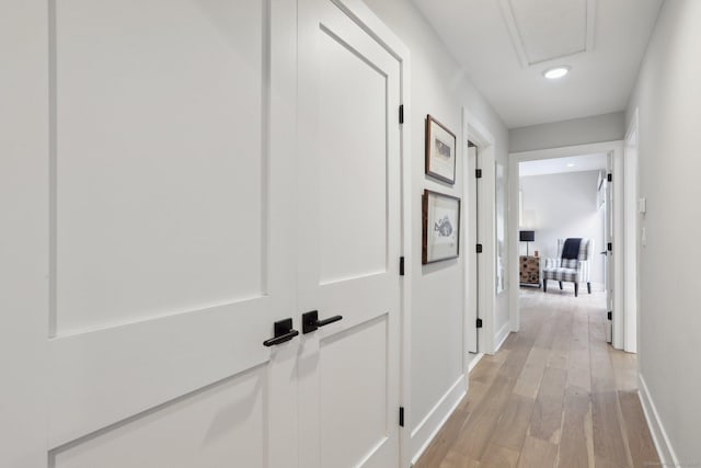 hall featuring light wood-type flooring