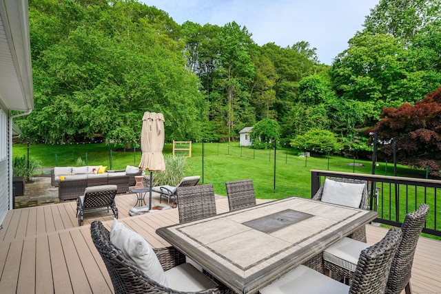48 Bear Mountain Rd, Danbury, CT 06811 - wooden terrace featuring outdoor lounge area, outdoor dining area, and a yard