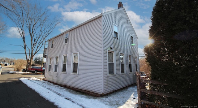 view of snow covered exterior