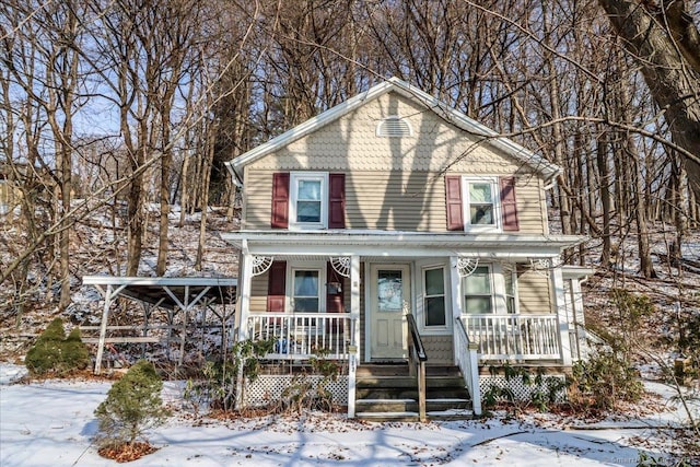 front facade with a porch