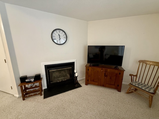 living room featuring light colored carpet