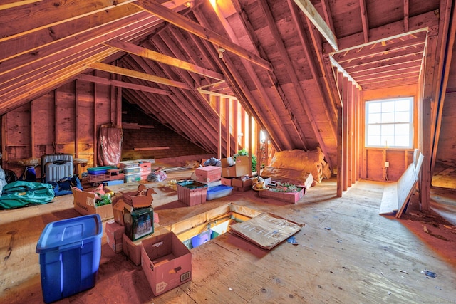 view of unfinished attic