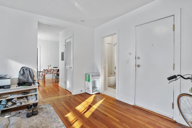 foyer featuring light wood-type flooring