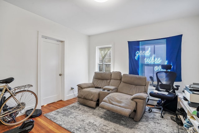 living room with hardwood / wood-style flooring