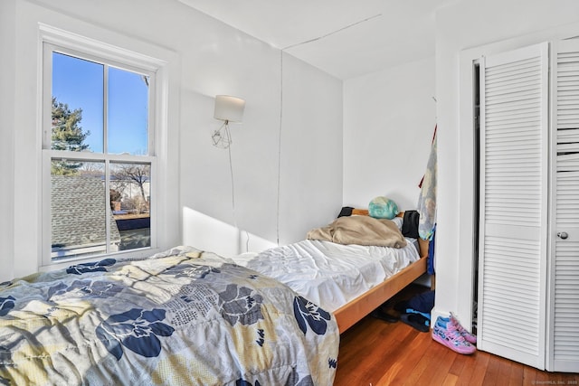 bedroom featuring dark hardwood / wood-style flooring