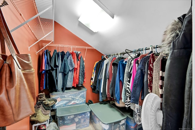 spacious closet featuring vaulted ceiling