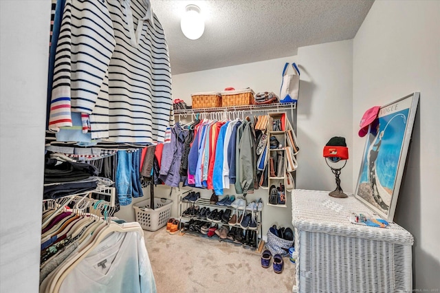 spacious closet with carpet flooring