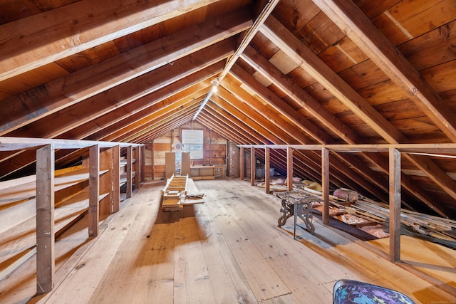 view of unfinished attic