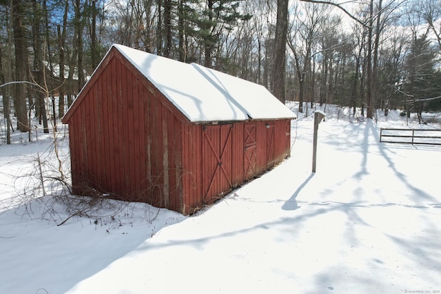 view of snow covered structure