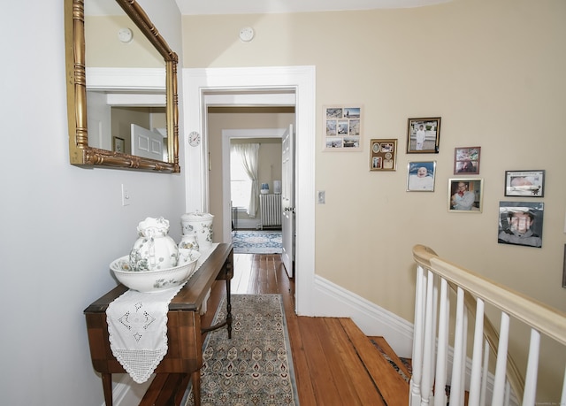 corridor with dark hardwood / wood-style floors