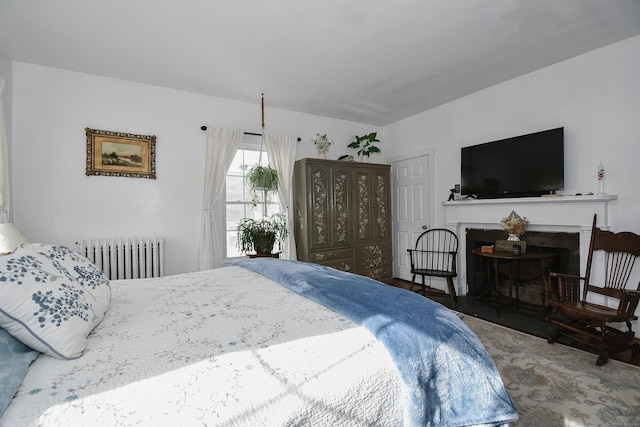 bedroom featuring radiator heating unit