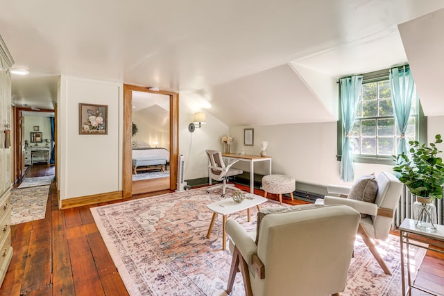 interior space with lofted ceiling and wood-type flooring