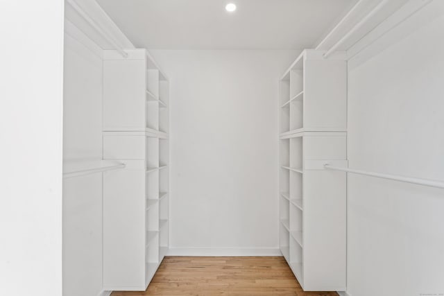 spacious closet featuring light wood-type flooring