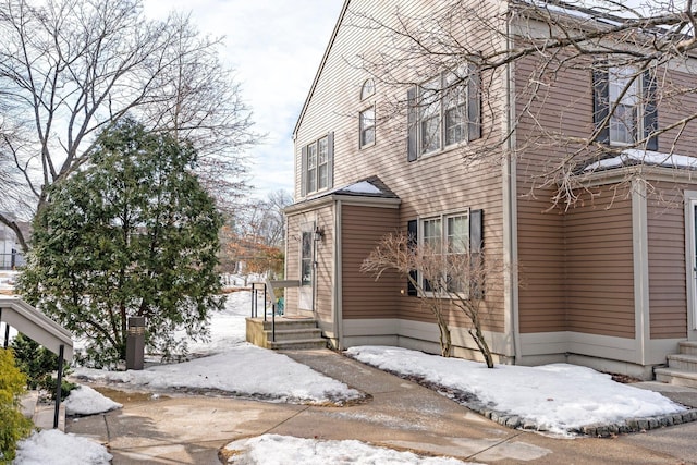 view of snow covered exterior