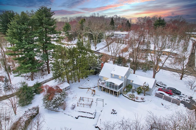 view of snowy aerial view