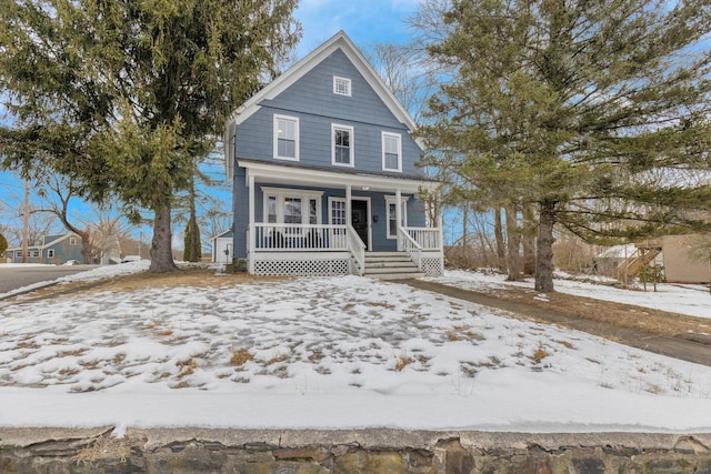 view of front property with covered porch