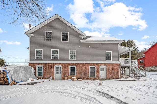 view of snow covered property