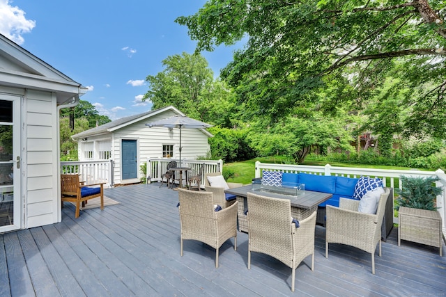 1379 Old N Colony Rd, Meriden, CT 06450 - wooden deck featuring an outdoor hangout area and outdoor dining space