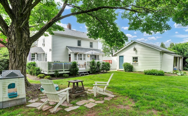 1379 Old N Colony Rd, Meriden, CT 06450 - view of grassy yard featuring an outdoor fire pit and a deck