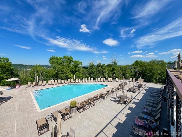 view of swimming pool featuring a patio area