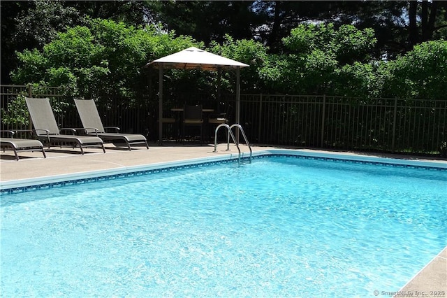 view of swimming pool with a patio area