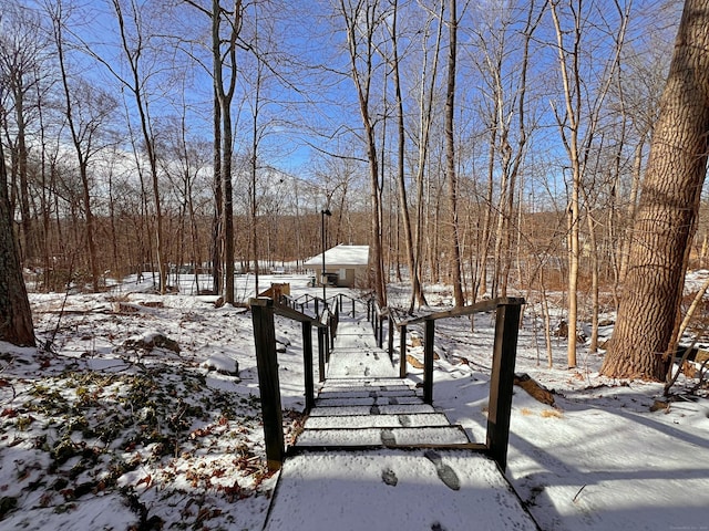 view of yard covered in snow