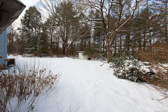 view of yard covered in snow