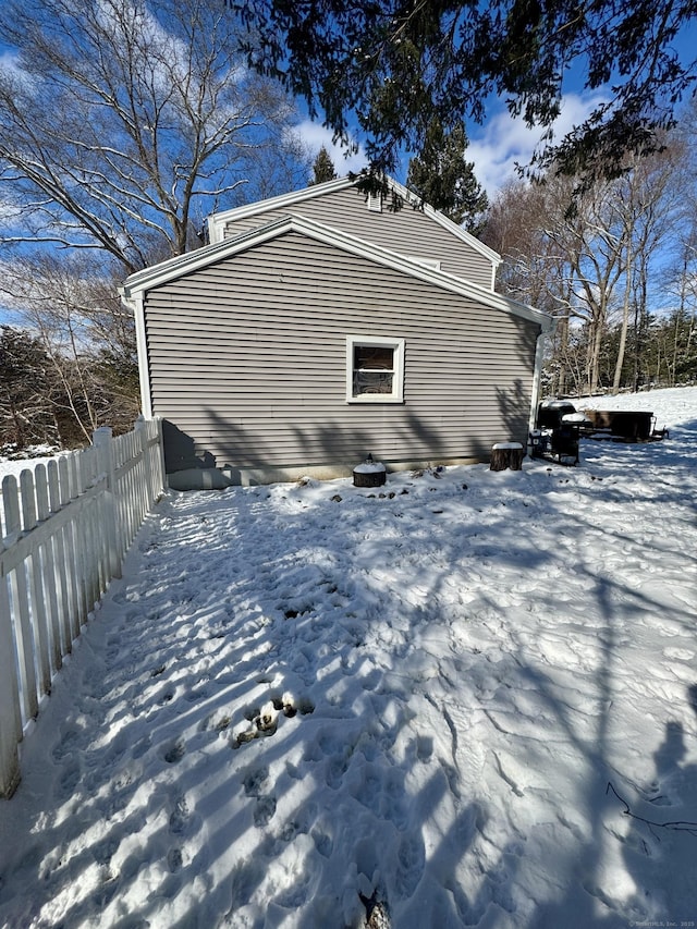 view of snow covered exterior