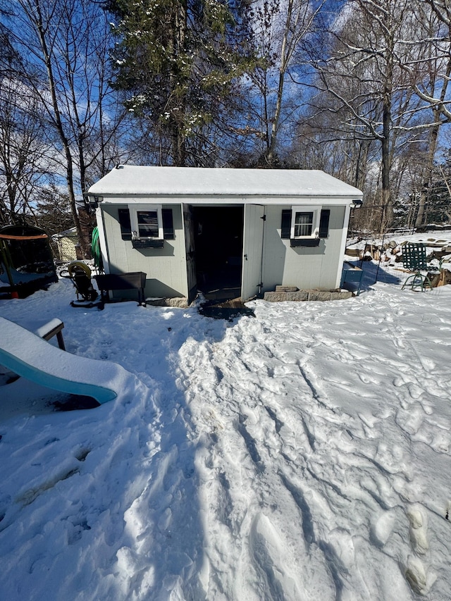 view of snow covered structure