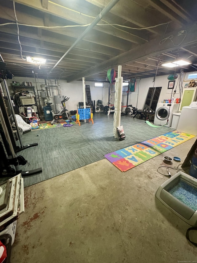 basement featuring independent washer and dryer