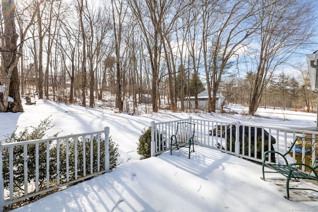 view of yard covered in snow