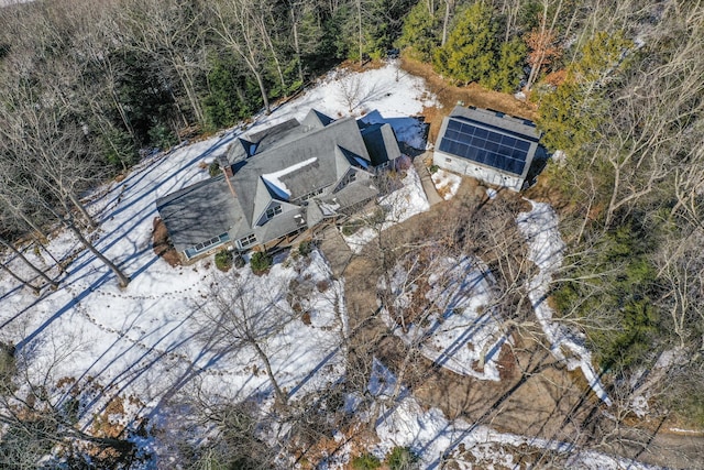 drone / aerial view with a view of trees