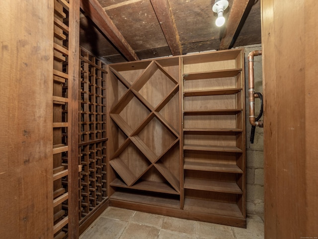 view of wine cellar