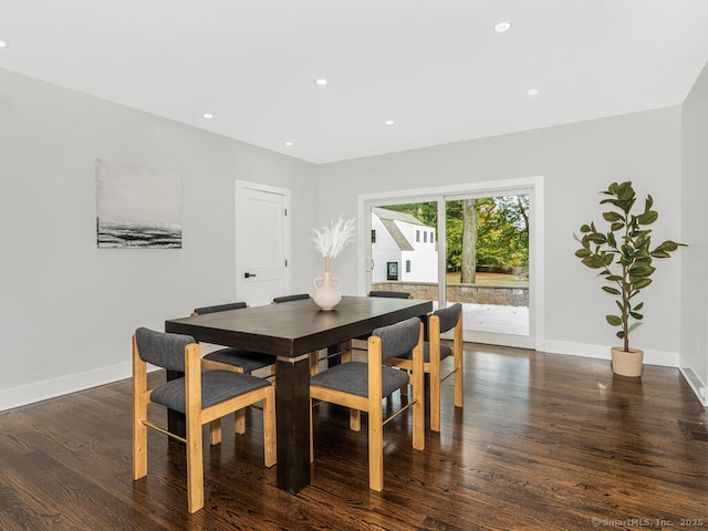 dining room with dark hardwood / wood-style floors