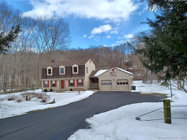 view of front of house with aphalt driveway and a garage