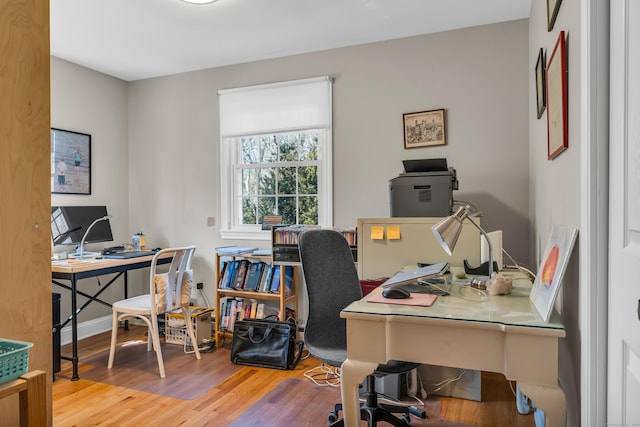 office with wood finished floors