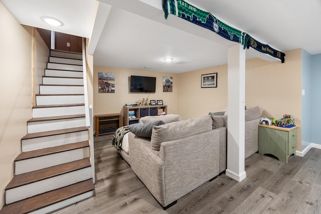 living room featuring hardwood / wood-style floors