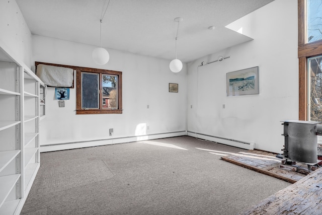 interior space featuring a wood stove