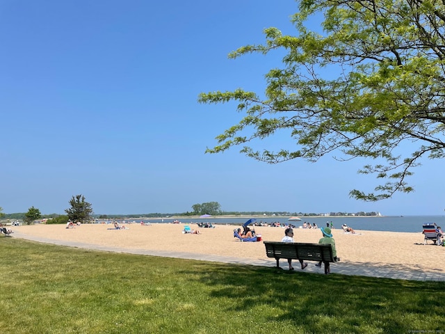 view of water feature with a view of the beach